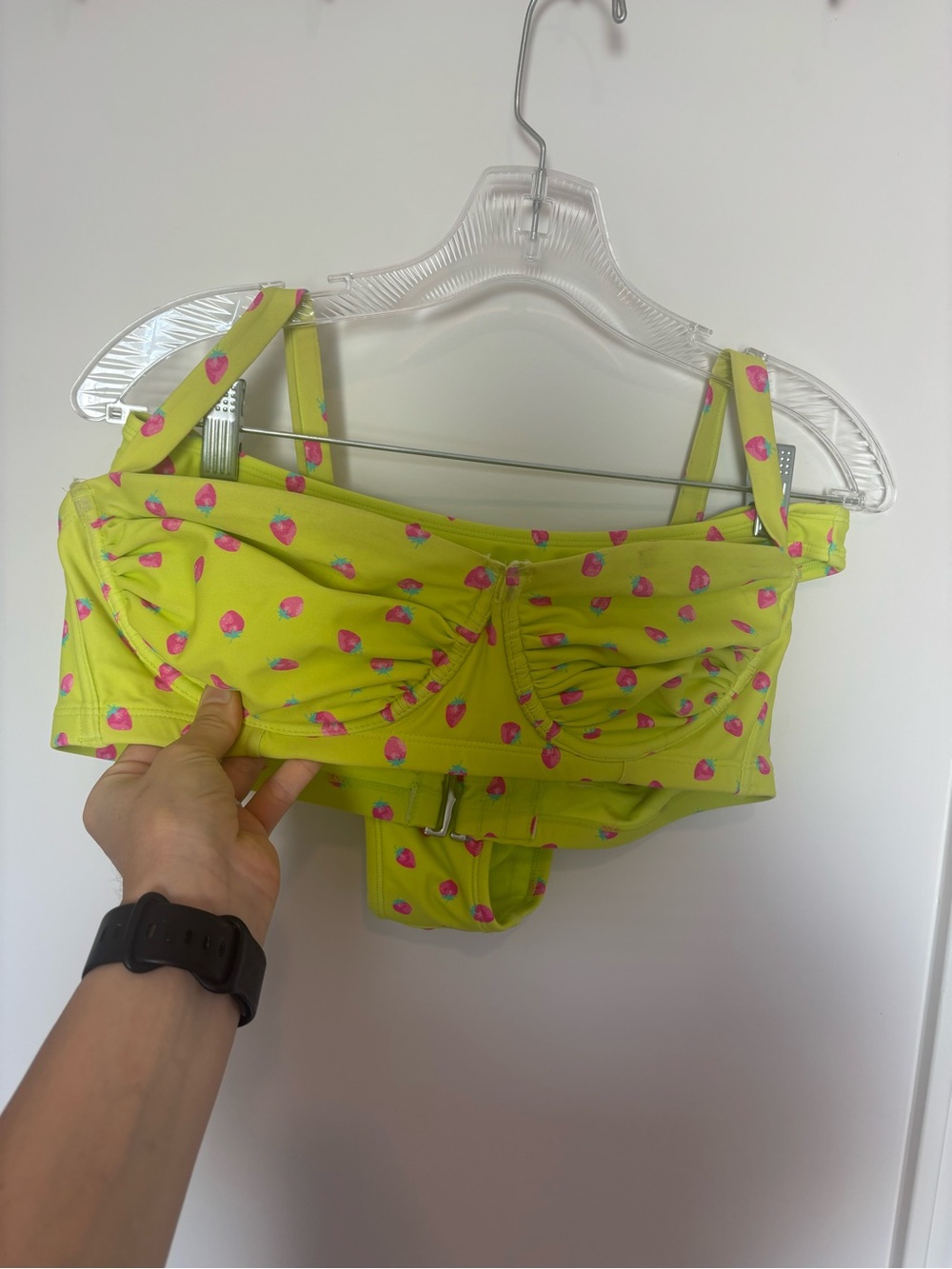 wild fable Lime Green Bikini Top & bottom with Pink Strawberry Print